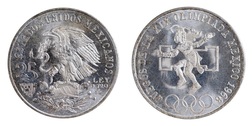 Mexico, 1968 Silver 25 Pesos, Summer Olympics - Mexico City, EF