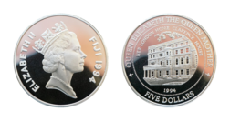 Fiji Islands, 5 Dollars 1994 Rev: ' Clarence House' Silver Proof in Capsule FDC