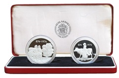 Iceland, 1974 Silver Proof (2) coin Set, commemorating the 1100th Anniversary of the Settlement of Iceland FDC