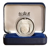 New Zealand, 1979 Silver Proof Dollar, Rev: Crowned shield within silver fern, Silver Proof FDC