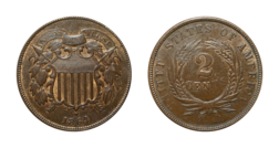 1864 US Bronze Two-Cent Piece, VF