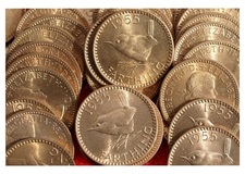 Great Britain, 1955 Farthings, x10 coins, Choice Brilliant Uncirculated,