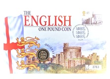 One Pound, 1997  First Day Cover, representing 'England with the Three Lions' issued by Mercury UNC
