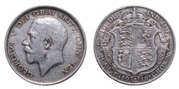 1916 George V Silver Half crown, RGF+ 39379