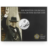 Twenty Pounds, 2015 'Sir Winston Churchill' Fine Silver Coin, in a Descriptive Card, UNC