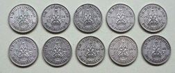 George VI. Scotland One Shilling, 0.500 Silver set. 1937-1946 (10) Coin, VF
