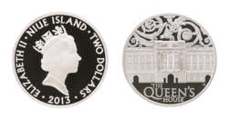 Niue, 2 Dollars 2013 Silver Proof, Rev: 60th Anniversary of the Coronation of Queen Elizabeth II. encapsulated FDC