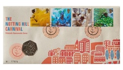 Fifty Pence, 1998 Royal Mint 1st Day Cover Coin, Commemorating 25th Anniversary, entry into the European Union, UNC