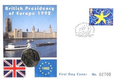 Fifty Pence, 1992/3 'British Presidency of Europe' Official First Day Coin Cover, Very Clean & Scarce