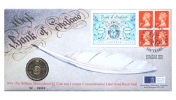 1994 UK, Two Pound, First Day Coin Cover, '1694 - 1994 'Tercentenary of the Bank of England' Royal Mint issue UNC