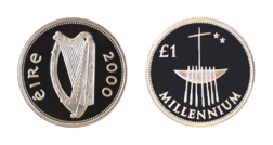 Ireland, 2000 'MILLENNIUM' ONE PUNT (Pound) Silver Piedfort Proof in Capsule FDC.