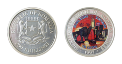 Somalia, 250 shillings 1997. 'Hong Kong Returns to China' Silver Piedfort Proof UNC in Capsule