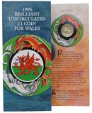1995 Royal Mint Brilliant Uncirculated £1 coin for Wales, Mint Folder
