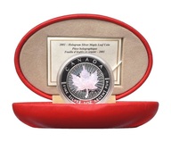 Canada, 2001 Silver Proof 5 Dollars "Hologram Silver Maple leaf Coin" Boxed with Certificate FDC