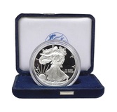 US, 2001 One Dollar Silver Proof American One Ounce Silver Eagle, Boxed with Certificate FDC