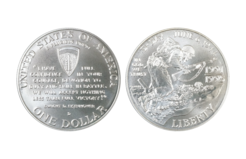 US, Dollar (1993) 1991 - 1995 World War II. 50th Aniversary, Silver Uncirculated, in capsule