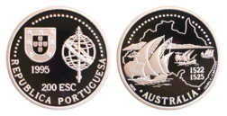 Portugal, 200 Escudos 1995 "AUSTRALIA" Silver Proof in original Capsule FDC