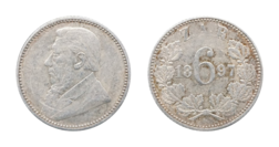 1897 South Africa, Sixpence, GF