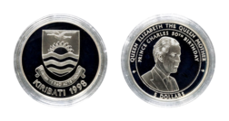 Kiribati, 5 Dollars 1998  Silver Proof Coin 'Prince Charles 50th Birthday, in Capsule & Certificate FDC