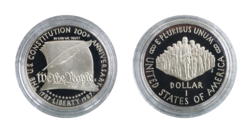 US, 1987 One Dollar "Constitution Coin" Silver Proof in capsule only otherwise FDC