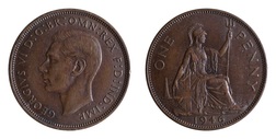 1946 Penny, Mint Toned, GVF obv ek