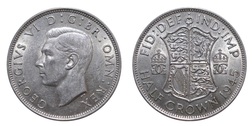 1945 Half crown, Mint lustre GVF 20950