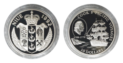 NIUE, 10 Dollars 1992 'Cook's Pacific Voyages' Silver Proof in Capsule, Stunning FDC
