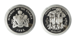Gambia, 20 Dalasis 1995 "Protect Our World' Sterling Silver Proof in Capsule only  aFDC