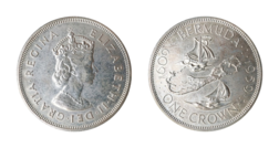 Bermuda, 1959 Sterling Silver Crown, Commemorating Bermuda's 350th anniversary, GVF