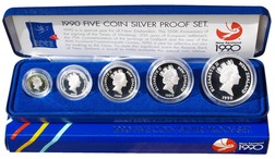 New Zealand, 1990 (5) coins all Silver Proof Set, 150th Anniversary of the signing of the Treaty of Waitangi FDC