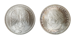 Germany - Federal Republic, 1970F Silver 5 Mark, 'Birth of Beethoven' aUNC