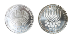 Germany - Federal Republic, 1974F Silver 5 Mark, 'Constitutional Law' aEF