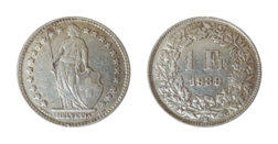 Switzerland, 1939B Silver Franc, aVF