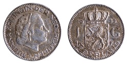 Netherlands, 1955 Silver 1 Gulden, VF