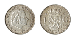 Netherlands, 1958 Silver 1 Gulden, VF
