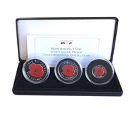 Tristan da Cunha, 2016 'Remembrance Day' Solid Silver Proof Coloured Coin Collection, Cased with Certificate FDC
