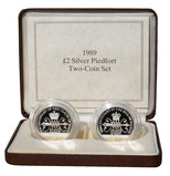 UK, 1989 £2 Silver 'Piedfort' Two-Coin Set, commemorating the tercentenary of the Bill of Rights and Claim of Rights FDC