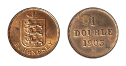 Guernsey, 1903 One Double, GEF Some lustre