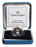 1990 UK, Silver Proof "Standard" One Pound Coin FDC