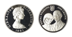 Gibraltar, One Crown 1981 Royal Wedding of Prince Charles & Lady Diana, Silver Proof in Capsule, FDC
