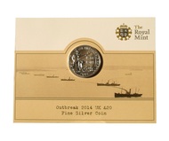 Twenty pounds, 2014 Rev: 'The 100th Anniversary of the Outbreak of World War 1' 0.999 Fine Silver UNC sealed in Card