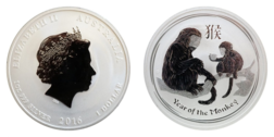 Australian, 2016 One Ounce 0.999 Silver Lunar 'Year of the Monkey' Choice UNC Encapsulated