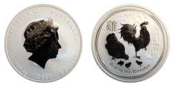 Australian, 2017 One Ounce 0.999 Silver Lunar 'Year of the Rooster' Choice UNC Encapsulated