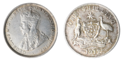 Australia, 1917m, silver Shilling, VF