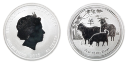 Australian, 2015 Half Ounce lunar 'Year of the Goat' 0.999 Silver Bullion, Choice UNC in Capsule