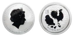 Australian, 2017 Fifty Cents Half-Ounce 0.999 Silver Lunar Coin 'Year of the Rooster' Choice UNC in Capsule