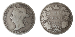 Canada, 1886  Silver 25 Cents, Fine & Very scarce