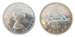 Canada, 1960 'Voyageur' Silver Dollar, EF