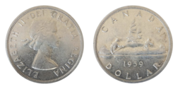 Canada, 1959 'Voyageur' Silver Dollar, GVF