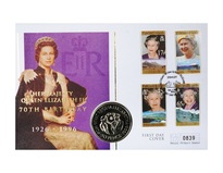 Falkland Islands, 1996 Fifty-Pence issued to celebrate Queen Elizabeth 11. 70th Birthday